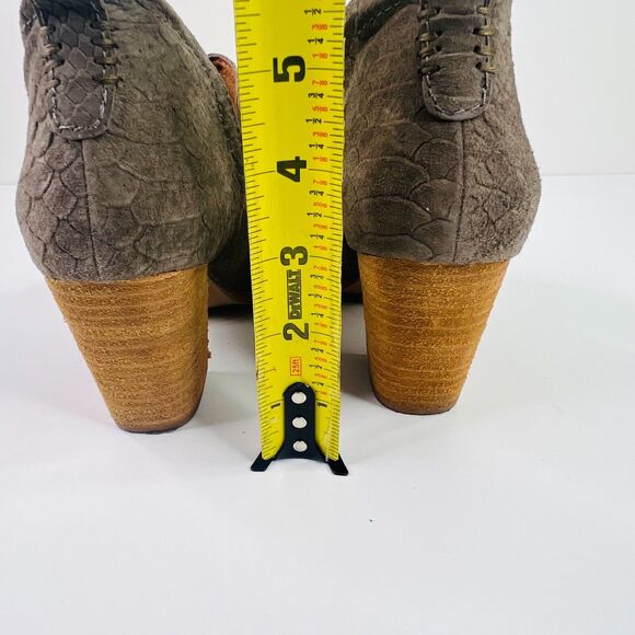 Jeffrey Campbell Croc Embossed Gray Suede Side Slit Ankle Boot‎ Size 7.5 - Picture 5 of 9